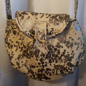 New Southwestern Western Faux Leather Cow print Purse Saddle Flap bag brown
